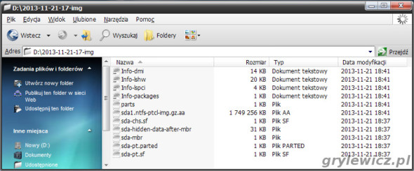 Pliki image dysku zrobionego przez Clonezille