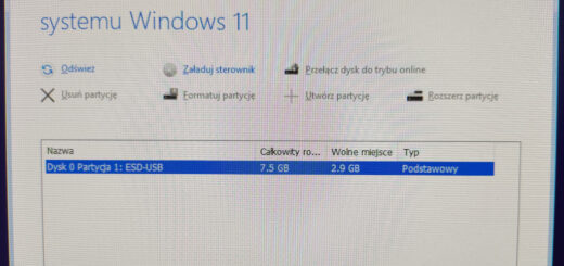 Instalator Windows 11 - brak dysku